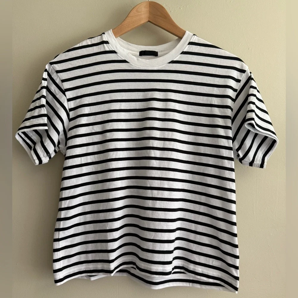 ATM Anthony Thomas Melillo Black and White Striped Tee classic‎ jersey S - Picture 3 of 13